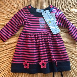 Florence Eiseman Fuschia/Navy Stripe Knit Dress